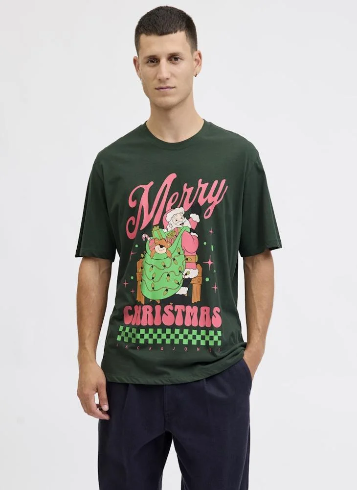 JACK & JONES Christmas Cartoon Regular Fit Crew Neck T-Shirt