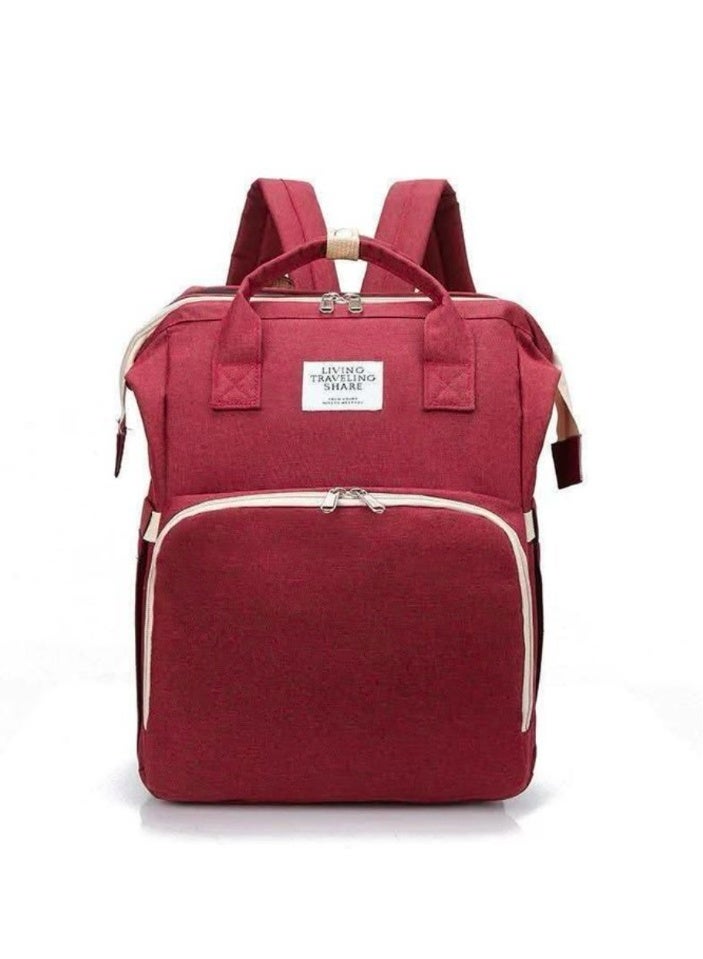 eBasket 3-in-1 baby crib bag to carry all of the baby's personal belongings, with a large capacity, USB port, changing mat and crib for easy baby sleeping outside the home (dark red) - Image 2
