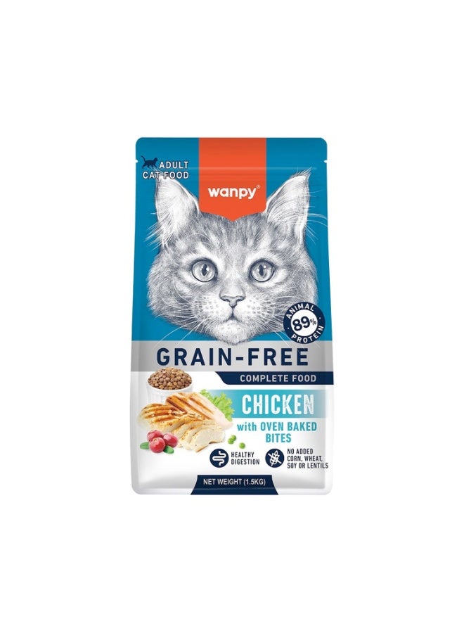 Wanpy Grain Free Complete Food for Adult Cat – Chicken Recipe 1.5kg - Image 1
