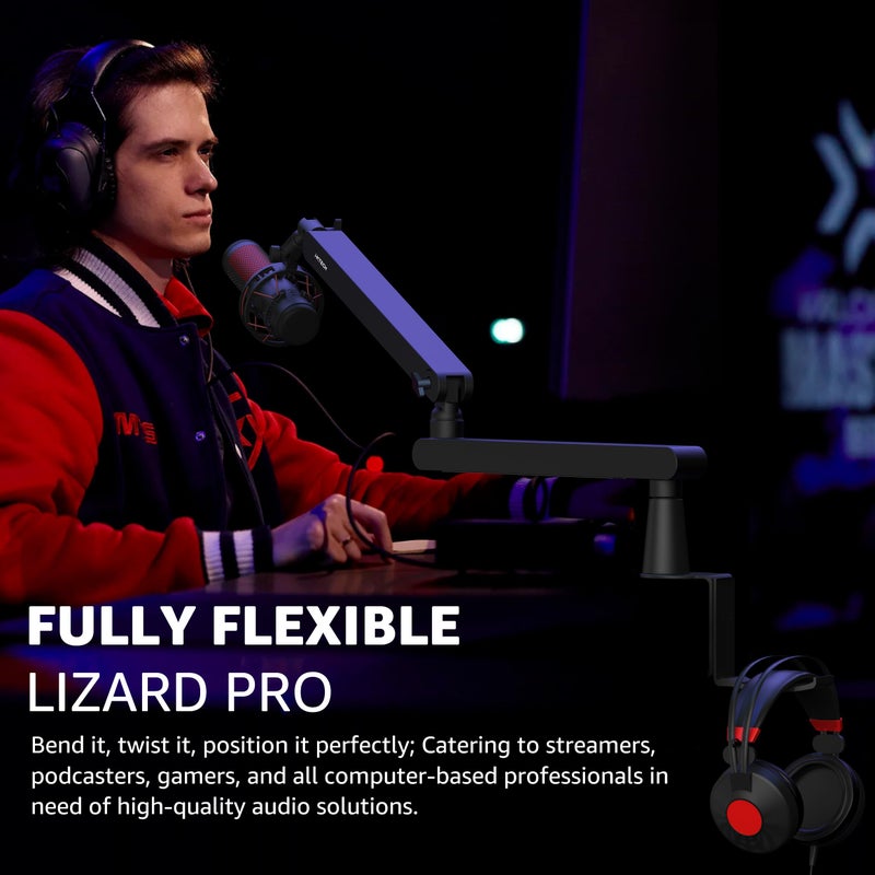 i-XTECH ذراع ميكروفون IXTECH ميكروفون حامل منخفض الملف الشخصي قابل للتعديل لميكروفونات Blue Yeti وShure Sm7b وHyperx QuadCast وRode وFifine وAt2020 ذراع ميكروفون 360Â° للألعاب والبودكاست. - Image 4
