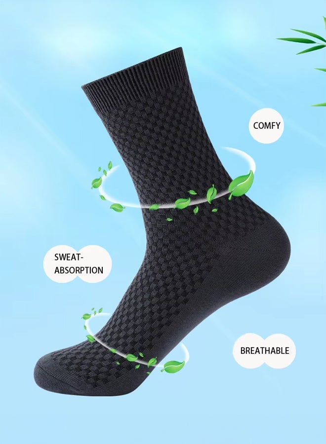 شبيلي جوارب من ألياف الخيزران للرجال بطول الكاحل (طقم من 5 أزواج: كحلي، رمادي حديدي، أزرق رمادي، أسود، فضي رمادي)، قابلة للتنفس وطاردة للرطوبة، برباط مطاطي مرن، مضادة للروائح ولا تكوّن الوبر، للاستخدام اليومي والسفر - Image 5