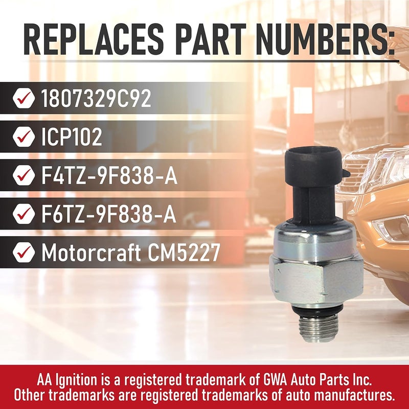 AA Ignition ICP Sensor with Harness Kit, Injection Control Pressure, Compatible with Ford Vehicles - 7.3 Powerstroke E350, F250, F-350 Super Duty - Replaces F6TZ-9F838-A, F4TZ9F838A, 1807329C92, CM5227 - Image 3
