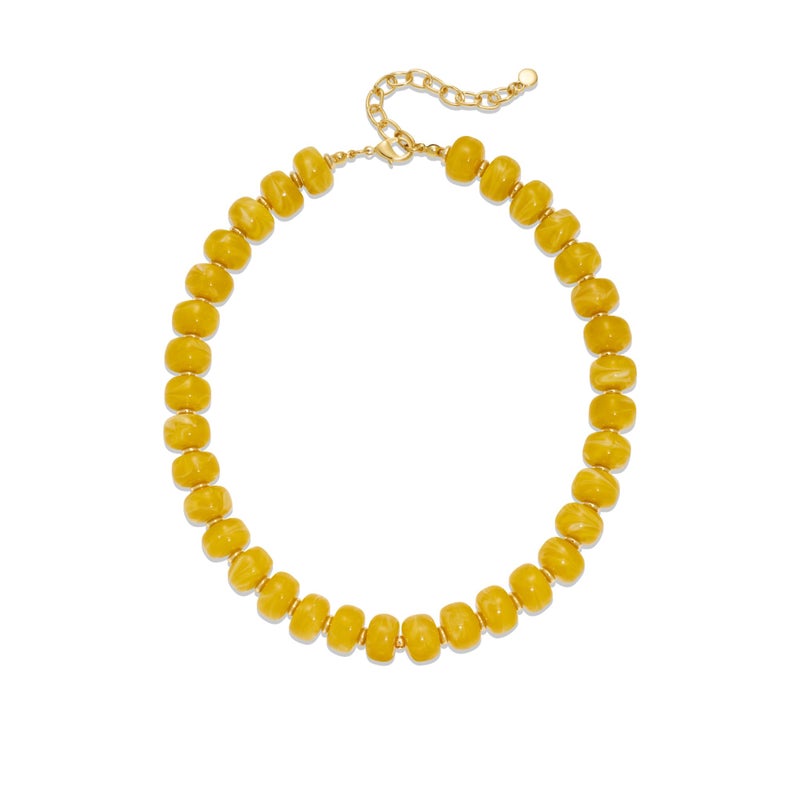INNERDIVA Chunky Beaded Necklace for Women Statement Big Large Light Yellow Bead Choker Necklaces Trendy Summer Beach Beachy Womens Charm Jewelry Boho Colorful Resin Gemstone Necklace Prom Accessories - Image 1