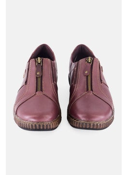 clarks Women Standard Magnolia Zip Slip On Casual Shoes, Burgundy  - Image 4