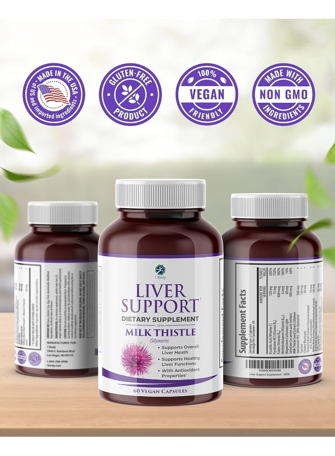 1 بادي تطهير الكبد ودعم الملحق، مستخلص الشوك الحليب، 60 كبسولة نباتية - Image 5