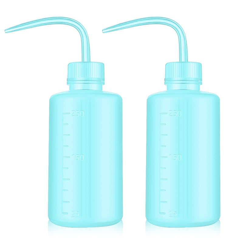 DERSTRA Economy Plastic Squeeze Washing Cleaning Bottle, 2pcs 250ml/8oz, Narrow Mouth, Green - Image 1