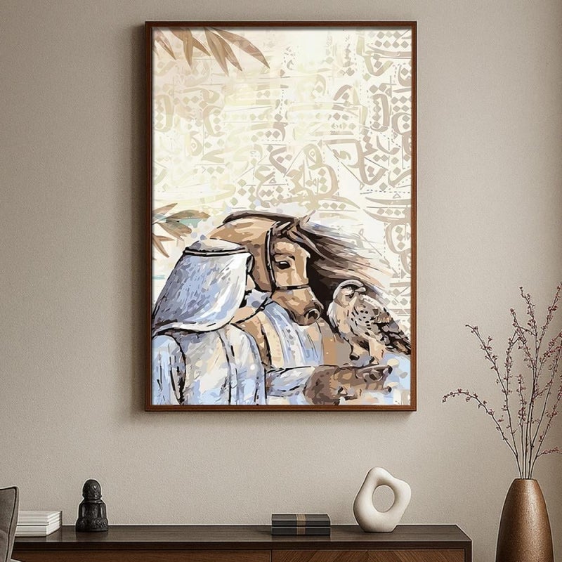 Marktna One canvas painting with a Najdi art design and a hollow frame, measuring (50×70), one piece - Image 3