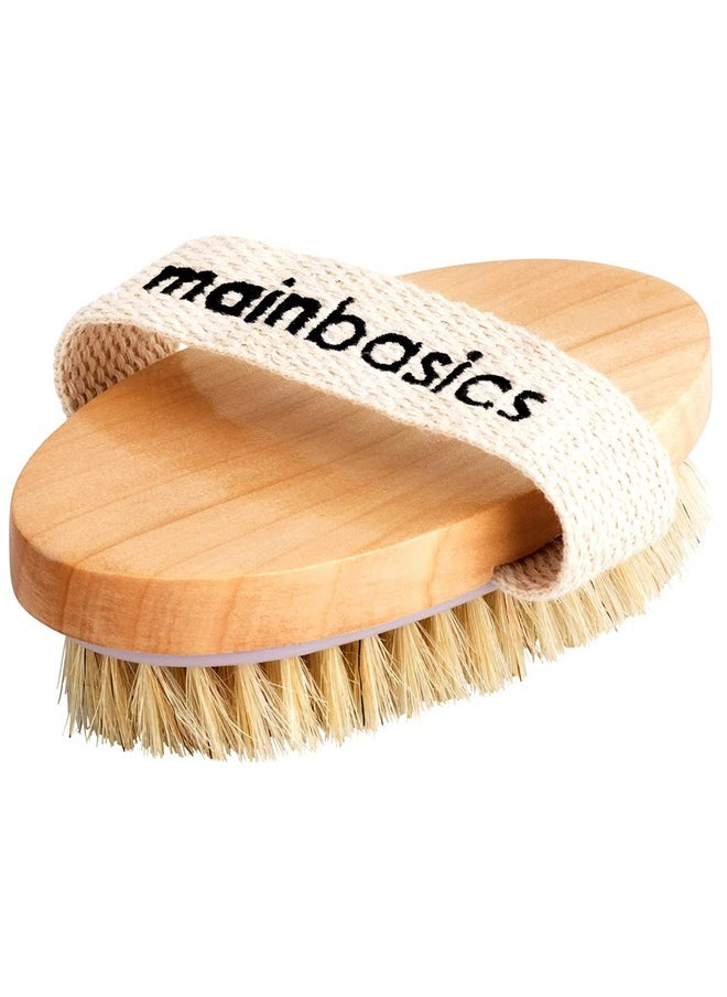 MainBasics - Oval Dry Brushing Body Brush Exfoliating Body Scrub Brush With Boar Bristles Stimulates Lymphatic Drainage And Removes Dead Cells For Glowing Skin 5 X 2.5 In - Image 1