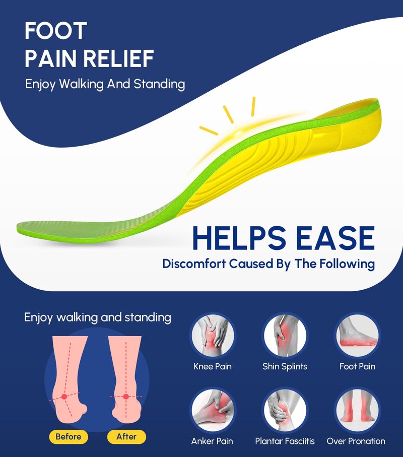 Cloudflo Plantar Fasciitis Insoles for Men Women,High Arch Support for Pain Relief,Shoe Inserts Orthotic for Flat Feet,Work Boot Insoles for Shock Absorbing Inserts (Fit for Standing All Day) G-S - Image 2
