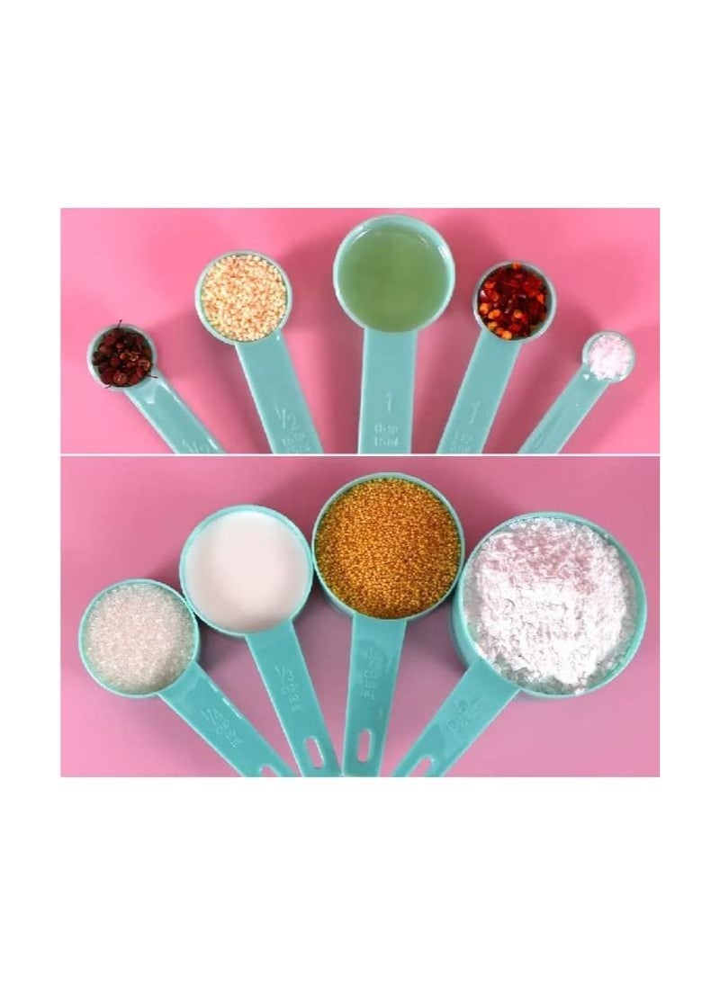 MahMir 9 Piece Measuring Cups and measuring spoons set, Great for Dry and Liquid Ingredients, Small Teaspoon with Plastic Head . ( RED )  - Image 2