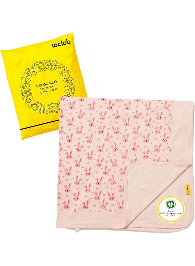 ماي نيو بون بطانية ماي نيوبورن بطبقات - طقم من 1 (طباعة أرنب) | كيس نوم صديق للبشرة | المجمع | 0-12 شهرًا | مثالية للهدايا | غلاف قطني ناعم | بطانية متعددة الأغراض للأطفال الأولاد والبنات - Image 1