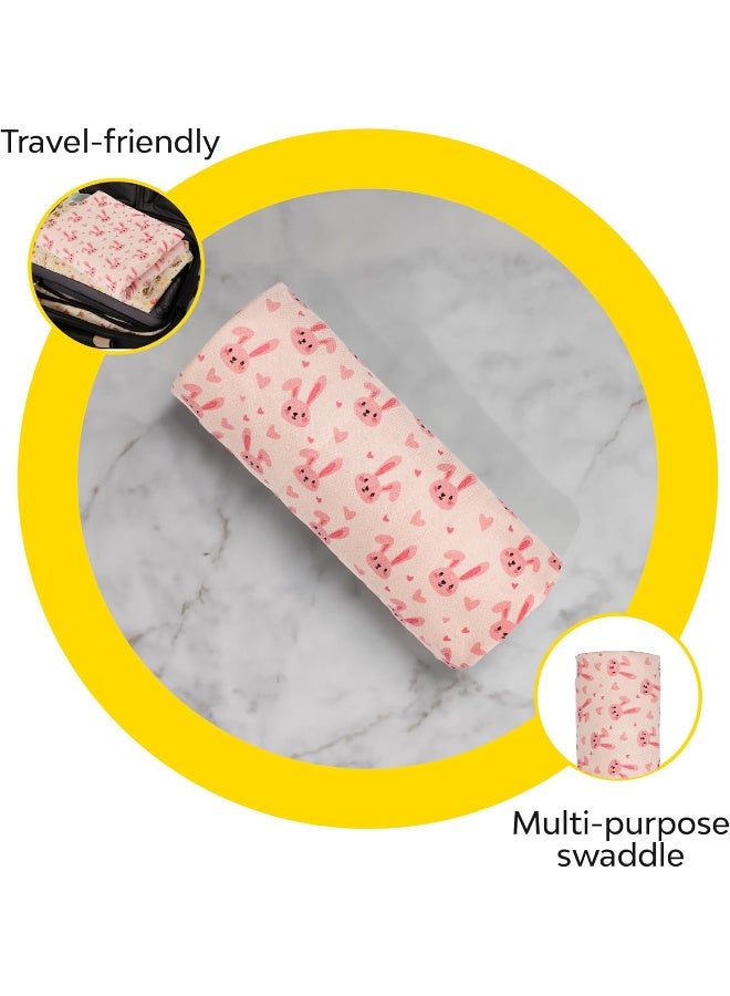 ماي نيو بون بطانية ماي نيوبورن بطبقات - طقم من 1 (طباعة أرنب) | كيس نوم صديق للبشرة | المجمع | 0-12 شهرًا | مثالية للهدايا | غلاف قطني ناعم | بطانية متعددة الأغراض للأطفال الأولاد والبنات - Image 3