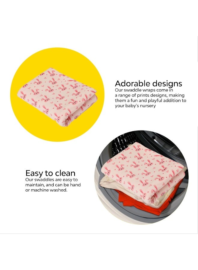 ماي نيو بون بطانية ماي نيوبورن بطبقات - طقم من 1 (طباعة أرنب) | كيس نوم صديق للبشرة | المجمع | 0-12 شهرًا | مثالية للهدايا | غلاف قطني ناعم | بطانية متعددة الأغراض للأطفال الأولاد والبنات - Image 5