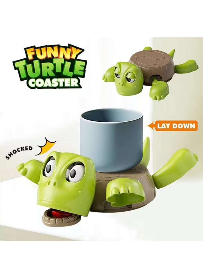 3D Printed Turtle Coaster with Hilarious Panic Face - 13x17.5cm Eco-Friendly Drink Holder for Home/Office (Vibrant Green)  - Image 1