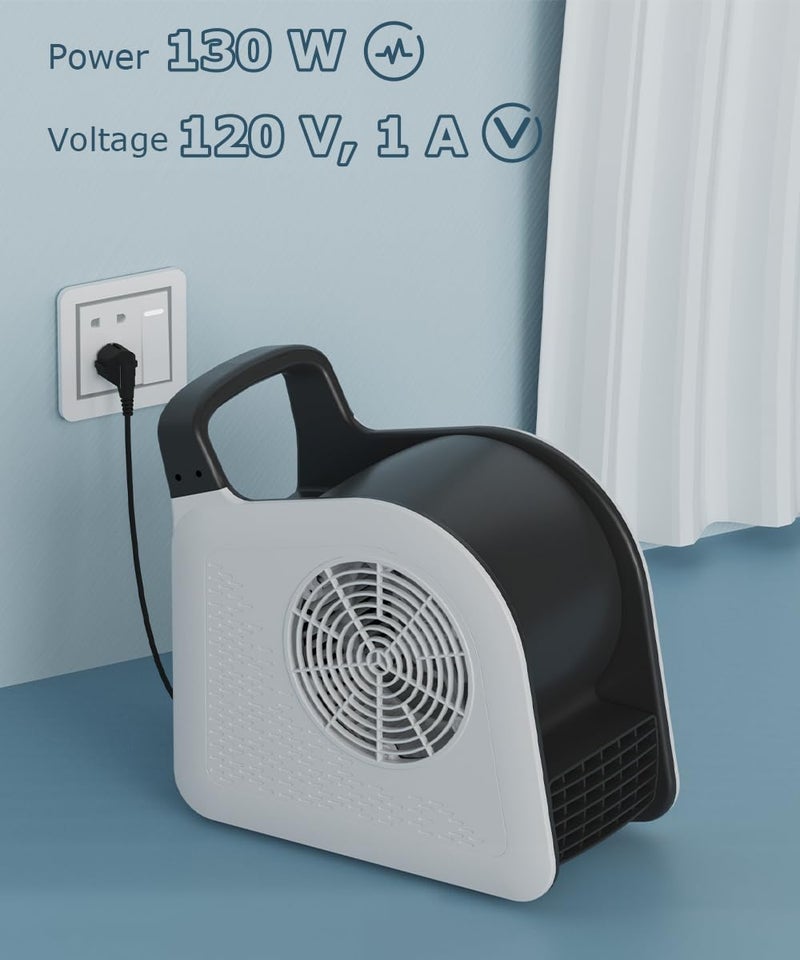 Sungaryard High Velocity Blower Fan for Drying Cooling and Ventilating, Portable Air Mover Floor Fan with 185° Rotation for Home Use or Job Site, Utility Fan with 3 Speeds, 2 Outlets, 130W 325CFM - Image 4