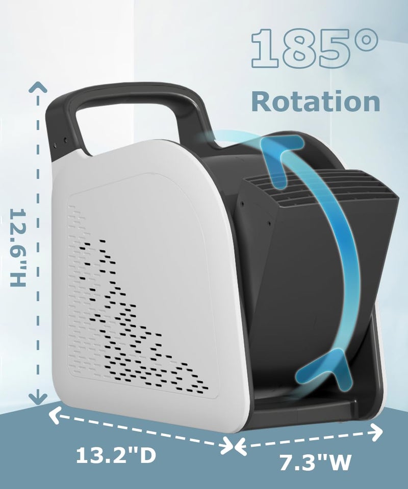Sungaryard High Velocity Blower Fan for Drying Cooling and Ventilating, Portable Air Mover Floor Fan with 185° Rotation for Home Use or Job Site, Utility Fan with 3 Speeds, 2 Outlets, 130W 325CFM - Image 5