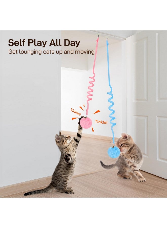 Potaroma Hanging Fluffy Cat Catnip Ball Toys 3 Pcs with Bell, Interactive Cat Teaser Retractable Toys Indoor Kitten Play Chase Exercise Physical Stimulation - Image 2