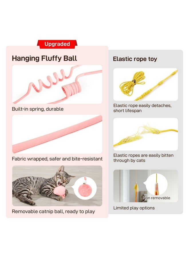 Potaroma Hanging Fluffy Cat Catnip Ball Toys 3 Pcs with Bell, Interactive Cat Teaser Retractable Toys Indoor Kitten Play Chase Exercise Physical Stimulation - Image 3