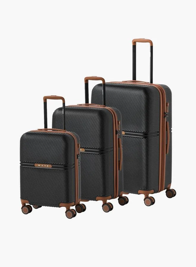 وايف 3-Piece Textured Hardcase Luggage Trolley With Retractable Handle Set