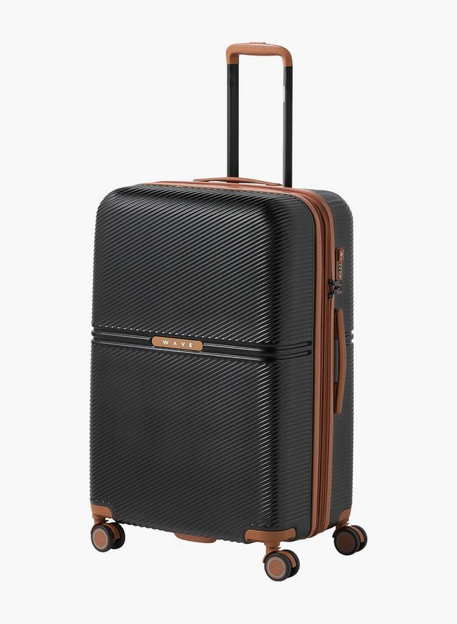 Wave 3-Piece Textured Hardcase Luggage Trolley With Retractable Handle Set - Image 4