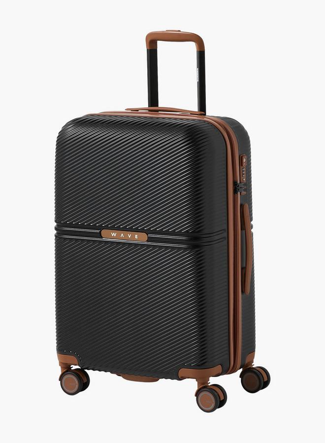 Wave 3-Piece Textured Hardcase Luggage Trolley With Retractable Handle Set - Image 5
