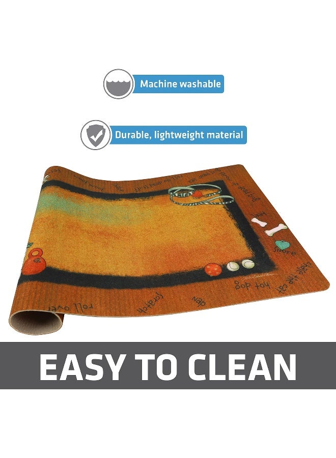 Drymate Dog Bowl Placemat, Pet Food Feeding Mat - Absorbent Fabric, Waterproof Backing, Slip-Resistant - Machine Washable/Durable (USA Made) (12â€ x 20â€) (Rust Stripe Border) - Image 3