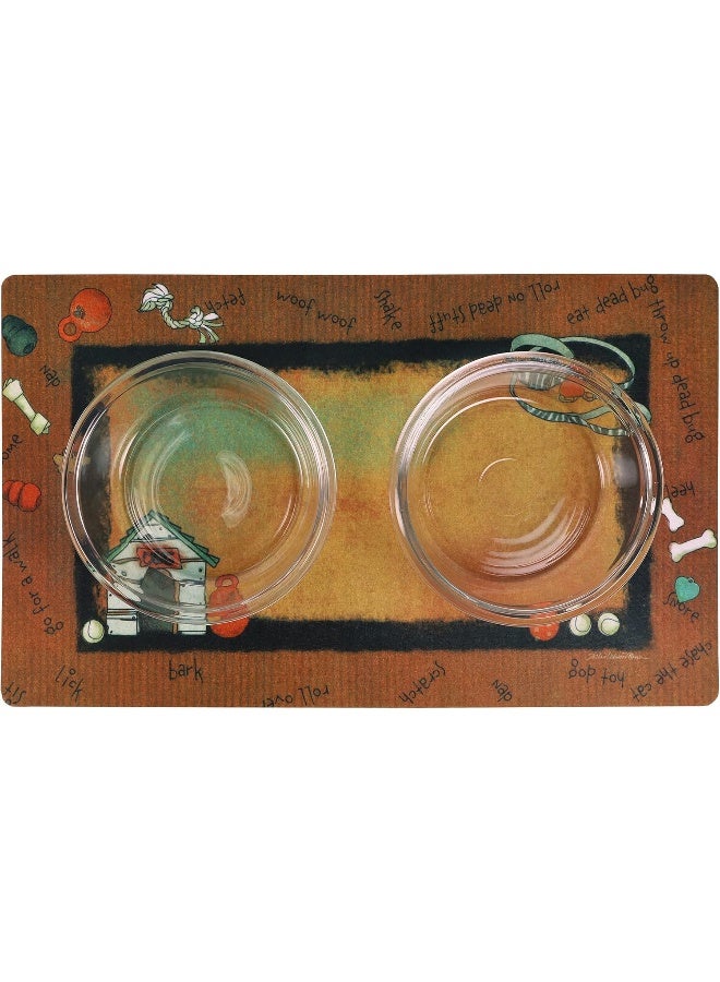 Drymate Dog Bowl Placemat, Pet Food Feeding Mat - Absorbent Fabric, Waterproof Backing, Slip-Resistant - Machine Washable/Durable (USA Made) (12â€ x 20â€) (Rust Stripe Border) - Image 4