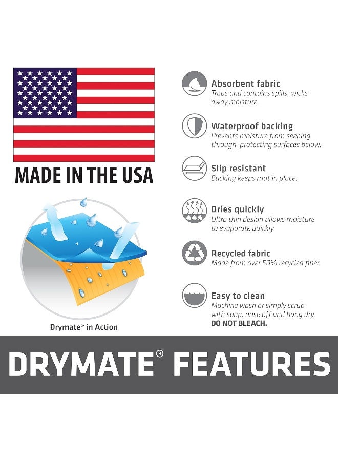 Drymate Dog Bowl Placemat, Pet Food Feeding Mat - Absorbent Fabric, Waterproof Backing, Slip-Resistant - Machine Washable/Durable (USA Made) (12â€ x 20â€) (Rust Stripe Border) - Image 5