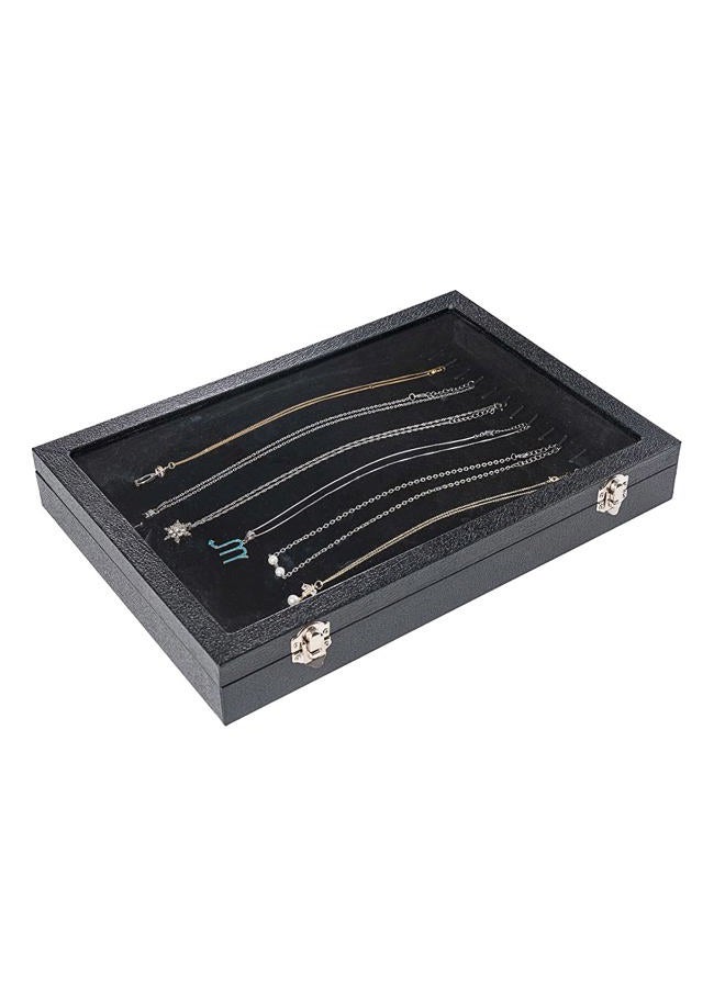 Kanwoder Vertical Necklace Holder Organizer,Necklace Storage,Necklace Organizer Box,Jewelry Tray with Glass Lid (Black Velvet) - Image 4