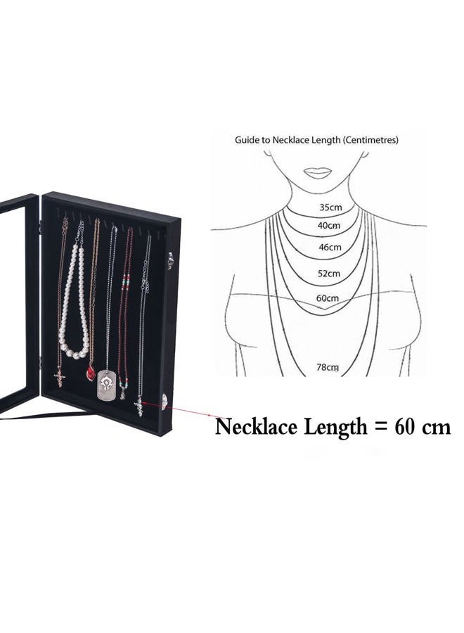 Kanwoder Vertical Necklace Holder Organizer,Necklace Storage,Necklace Organizer Box,Jewelry Tray with Glass Lid (Black Velvet) - Image 2