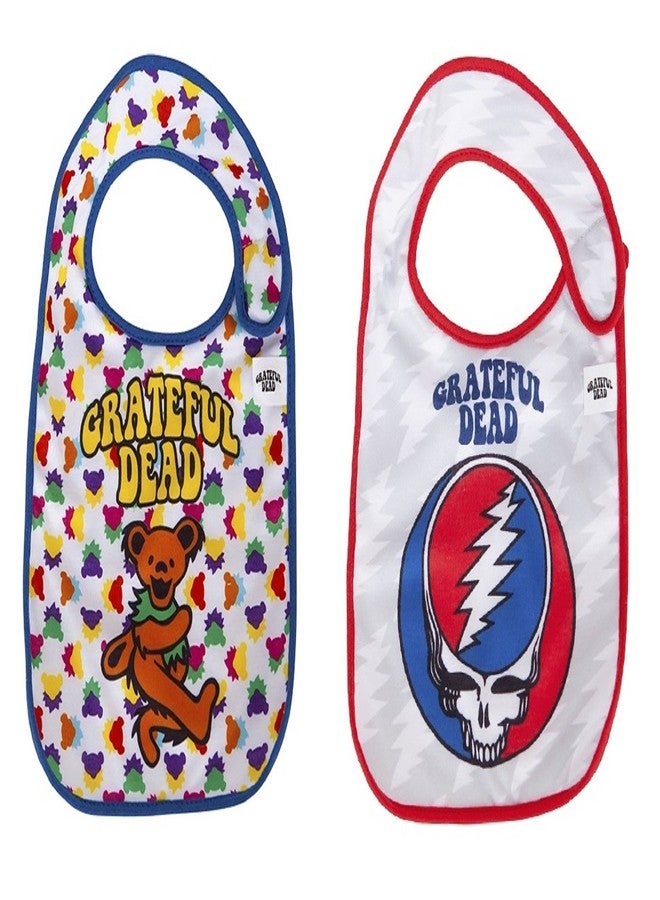 daphyls Grateful Dead Baby Bibs 2-Pack Extra Soft, Officially Licensed, Easy Side Closure, Large Size Fits Infant Toddler and Baby - Image 1