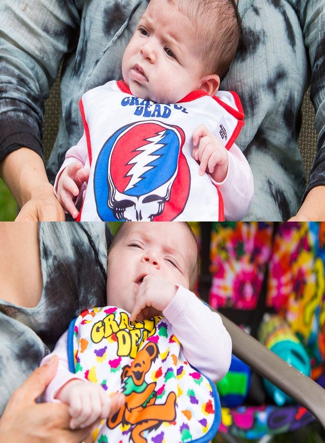 daphyls Grateful Dead Baby Bibs 2-Pack Extra Soft, Officially Licensed, Easy Side Closure, Large Size Fits Infant Toddler and Baby - Image 3