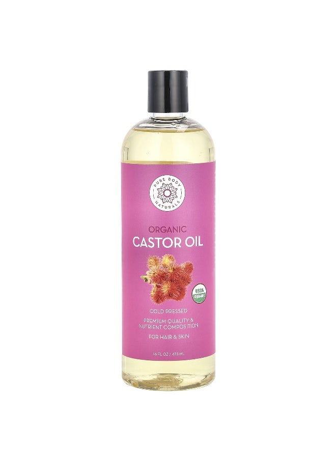PURE BODY NATURALS Pure Body Naturals, Organic Castor Oil, 16 fl oz (473 ml)  - Image 1