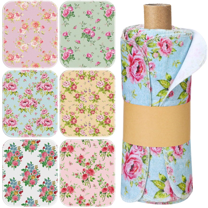 Noveread 36 Pack Reusable Cleaning Cloths Washable Cotton Kitchen Dish Towels for Home Party Supplies Bulk, 9.84x11.81in (Countryside Flowers) - Image 1