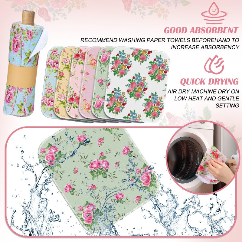 Noveread 36 Pack Reusable Cleaning Cloths Washable Cotton Kitchen Dish Towels for Home Party Supplies Bulk, 9.84x11.81in (Countryside Flowers) - Image 3