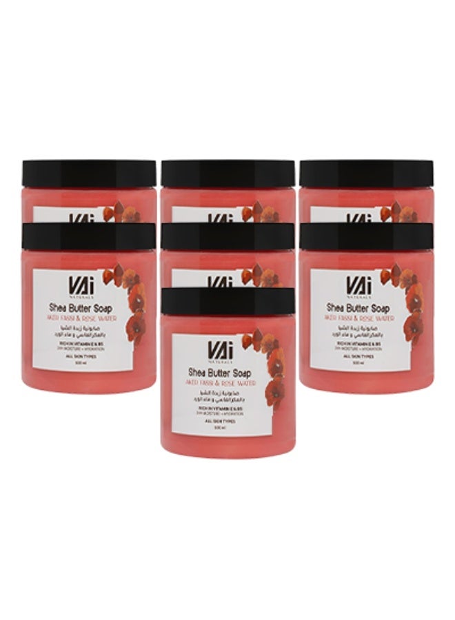 VAI 7 قطع صابون زبدة الشيا والعكر الفاسي وماء الورد غني بفيتامين E ترطيب يدوم 24 ساعة لجميع أنواع البشرة 500 مل - Image 1