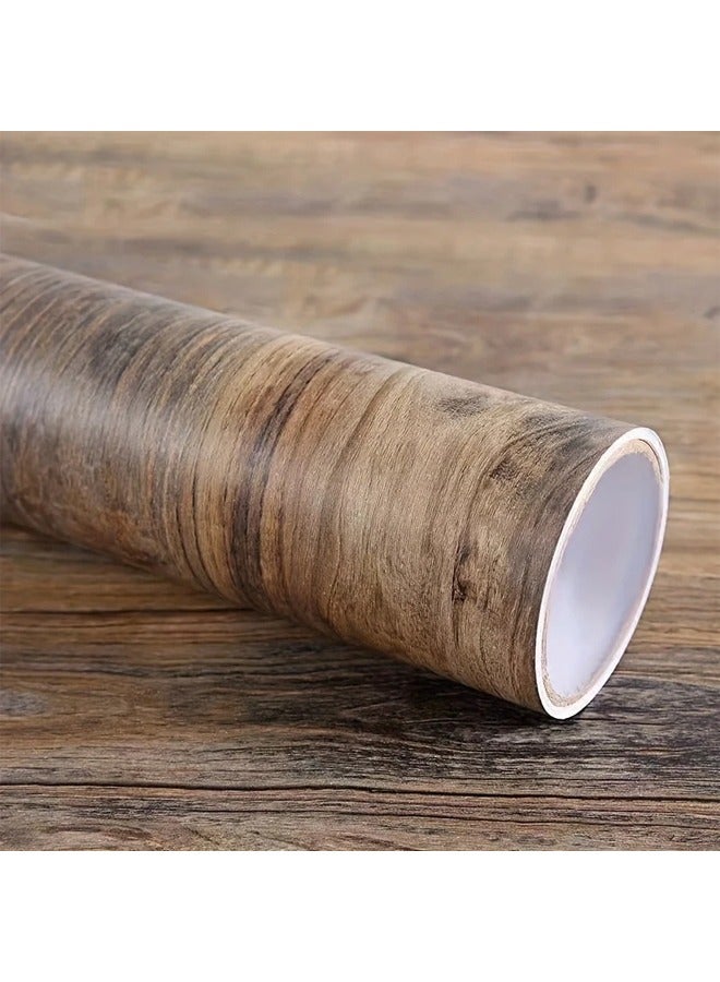 زيمي ورق جدران ذاتي اللصق مقاوم للماء بتصميم حبيبات خشبية - فينيل، سهل التركيب في غرف النوم، وغرف المعيشة، وخزانات الملابس، وتجديد الأبواب (45*500 سم) - Image 1