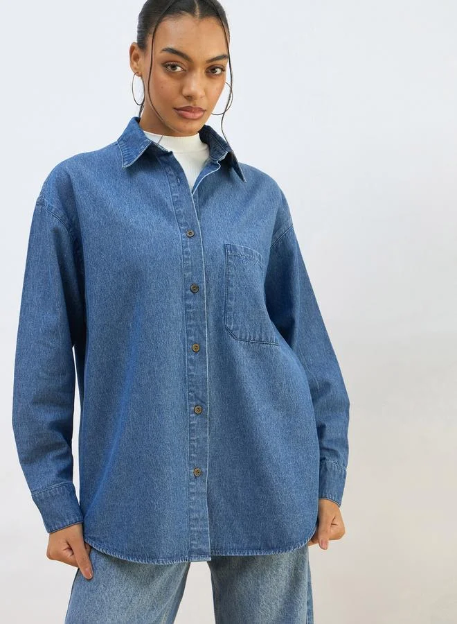 SASSAFRAS Blue Denim Oversized Shirt