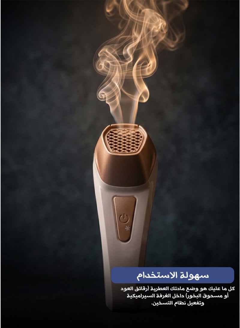 مبخر بخور إلكتروني محمول مخصص للشعر والملابس – مشط مدمج لتوزيع الرائحة بانتظام، شحن USB، حجرة تسخين سيراميك، مناسب للعود والبخور - Image 4