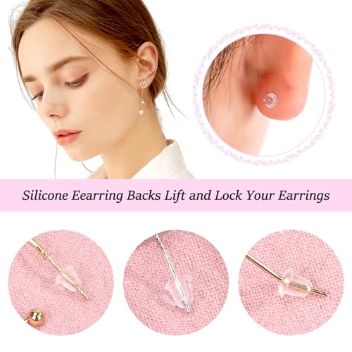 hulubo Rubber Earring Backs Soft Clear Earring Backings for Studs Hypoallergenic Silicone Earrings Backs Stopper Replacement for Women (100 Pcs) - Image 2