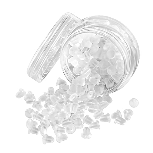 hulubo Rubber Earring Backs Soft Clear Earring Backings for Studs Hypoallergenic Silicone Earrings Backs Stopper Replacement for Women (100 Pcs) - Image 1