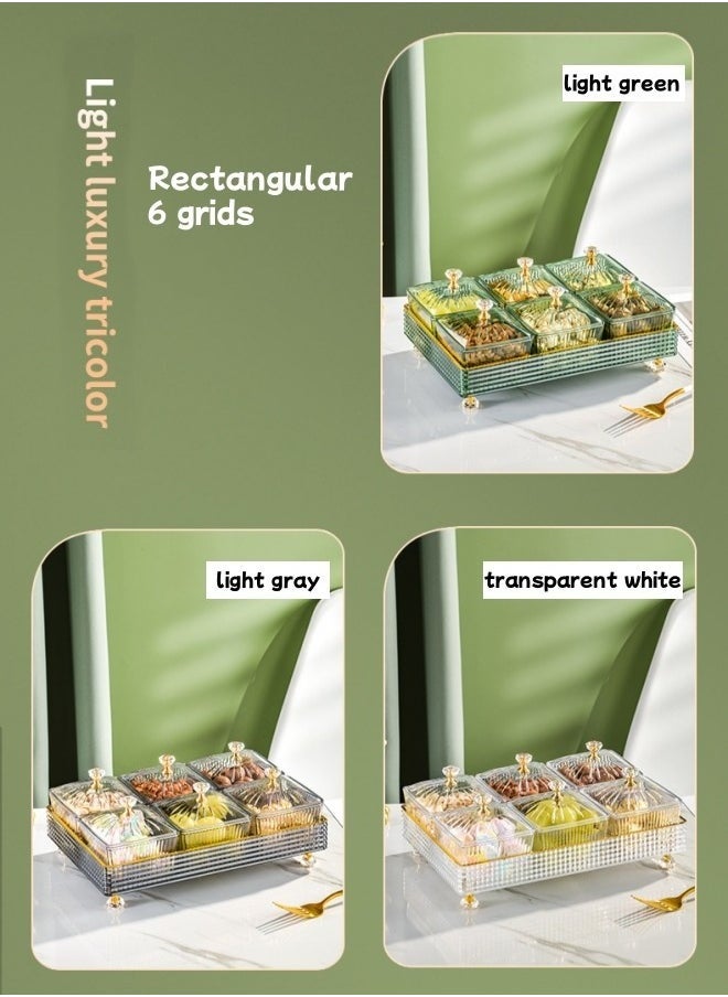 Beauenty 6-Grid Tea Tray Fruit Tray Snack Box Dried Fruit Tray Snack Tray Candy Tray Multi-Function Party Snack Tray Cosmetic Storage Box Desktop Storage Box Suitable For Living Room Kitchen Party Party (Transparent White)  - Image 3