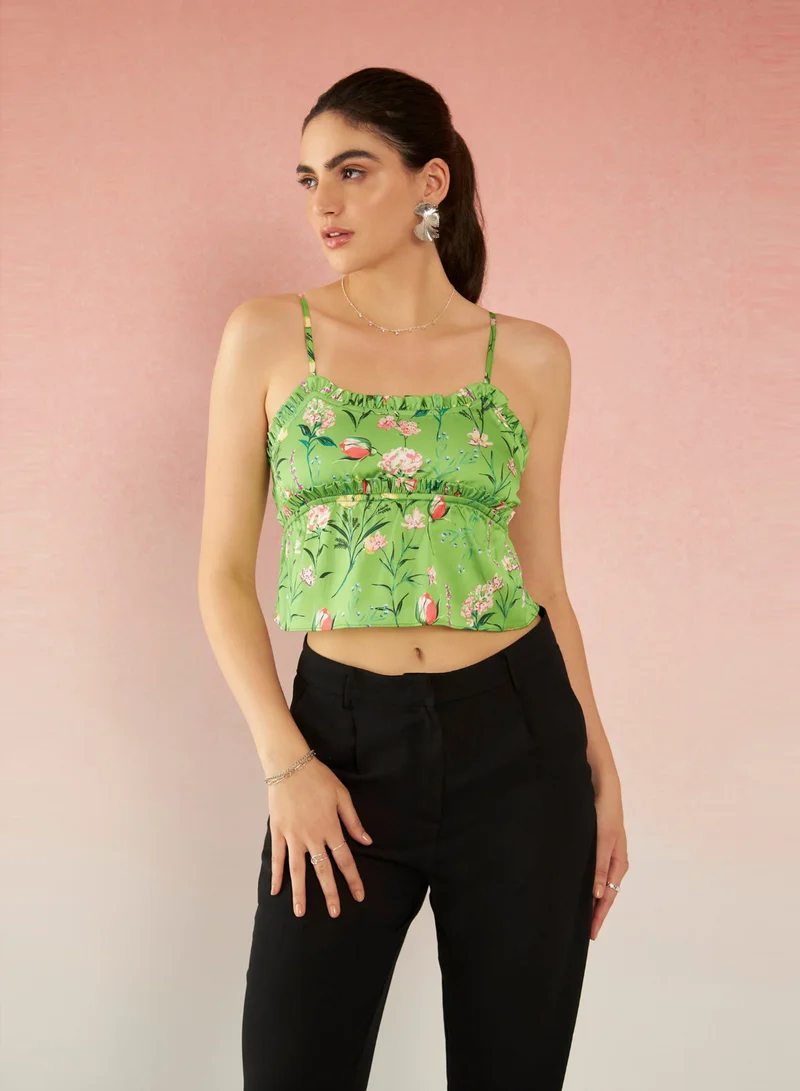 Virgio VIRGIO Satin Bustier Strappy Top With Ruffles