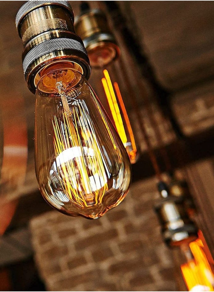 MODI Edison Vintage LED Light Bulbs – 5-Pack, Dimmable E27 Base – 6W Warm White 2700K, ST64 Antique Style, Clear Glass Filament Bulbs for Home Décor, Pendant Lights & Chandeliers - Image 3