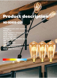 MODI LED Bulb Edison Vintage 6W Warm White 140x64 millimeter 5pcs set  - Image 3