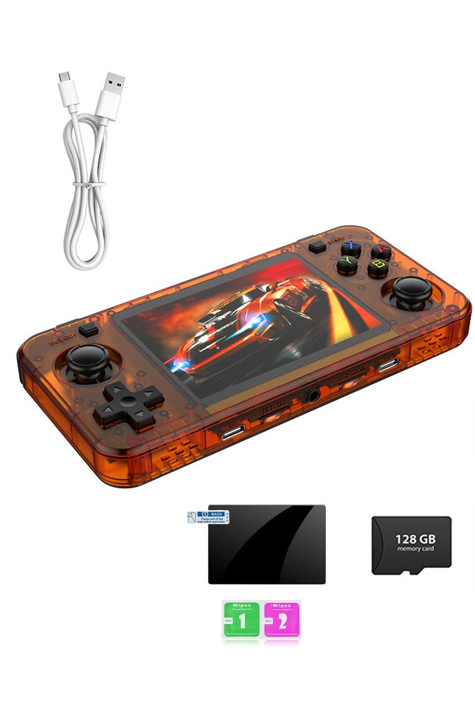  أمباون R36H جهاز ألعاب محمول Retro بنظام Linux مفتوح المصدر، مع معالج Cortex-A35، بطاقة TF سعة 128 جيجابايت تحتوي على أكثر من 30,000 لعبة كلاسيكية، شاشة IPS بحجم 3.5 إنش، جهاز ألعاب محمول كلاسيكي - برتقالي - Image 1