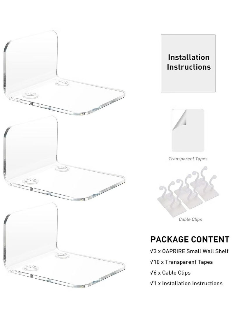 Acrylic Floating Wall Shelves Set of 3 for Security Cameras Baby Monitors Speakers - Image 3