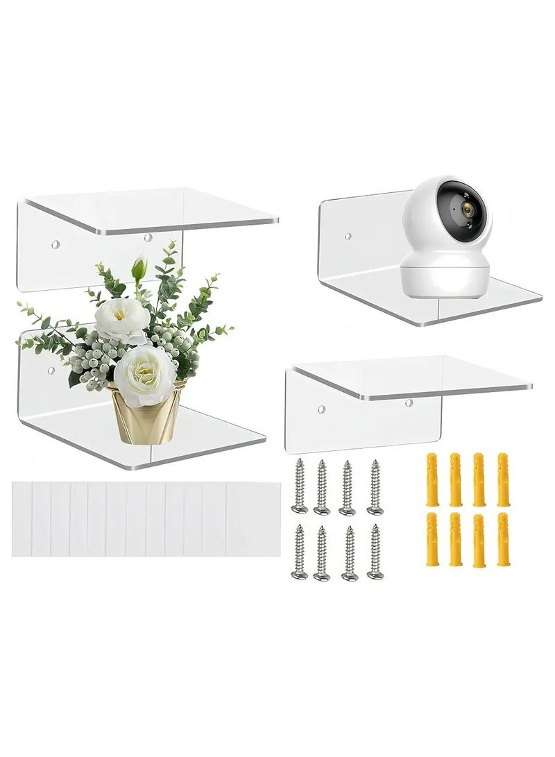 Acrylic Floating Wall Shelves Set of 3 for Security Cameras Baby Monitors Speakers - Image 5