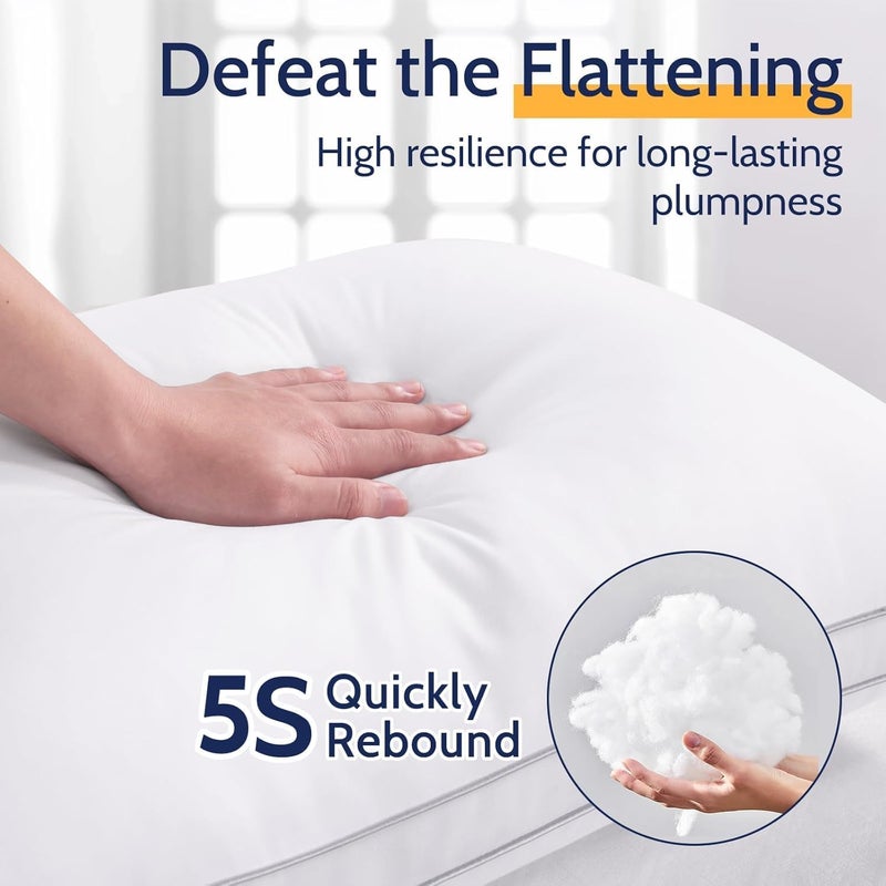 ROUMEA King Size Pillows Set of 4, Bed Pillows for Sleeping 4 Pack, Luxury Hotel Quality, Supportive King Pillows with Soft Down Alternative for Back Stomach Side Sleepers, Machine Washable - Image 5