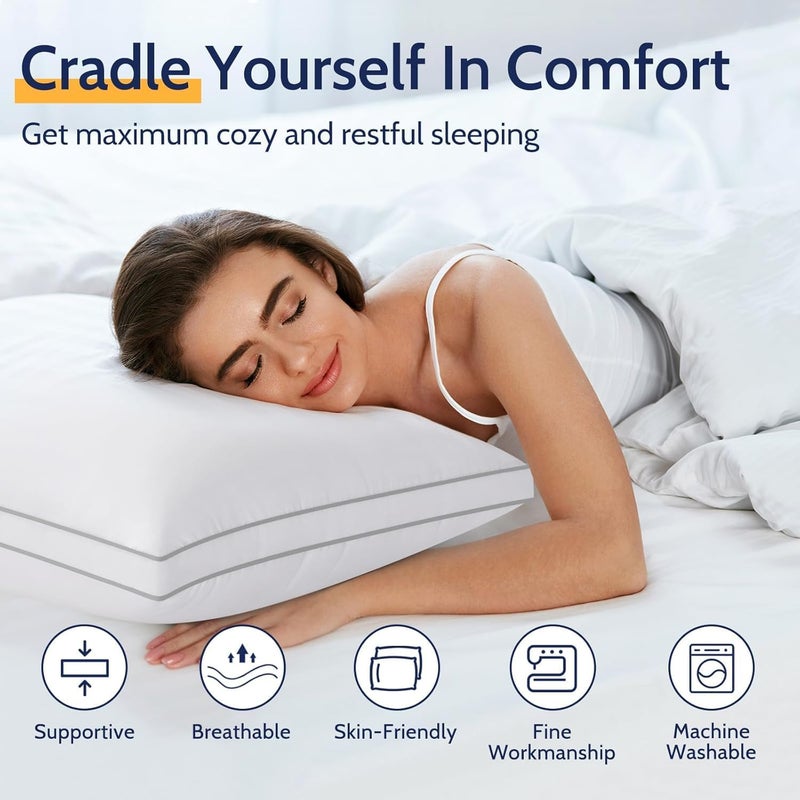 ROUMEA King Size Pillows Set of 4, Bed Pillows for Sleeping 4 Pack, Luxury Hotel Quality, Supportive King Pillows with Soft Down Alternative for Back Stomach Side Sleepers, Machine Washable - Image 3